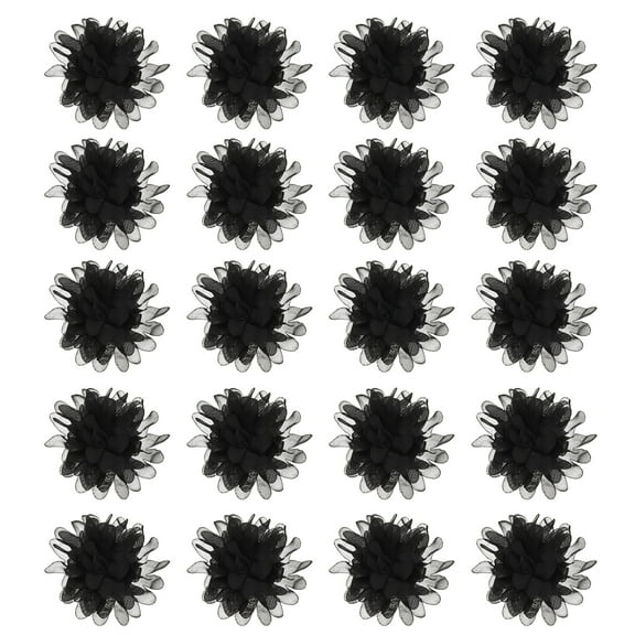 Uxcell Chiffon Flower, Fabric Flowers Bows Sewing Fabric Appliques Headband Embellishments for Crafts Black 3 Inch