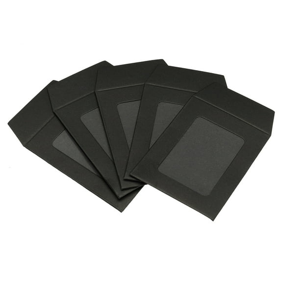 Uxcell 3'' Clear Single Sided Mailing Photos Full Face Window Envelopes, Black 10 Pack