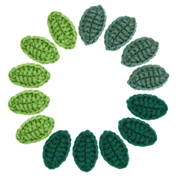 Uxcell 3 Color Handmade Crochet Leaves, Crochet Green Leaf, Handmade Knitted Leaves, Small Leaf Appliques for Scrapbook Craft