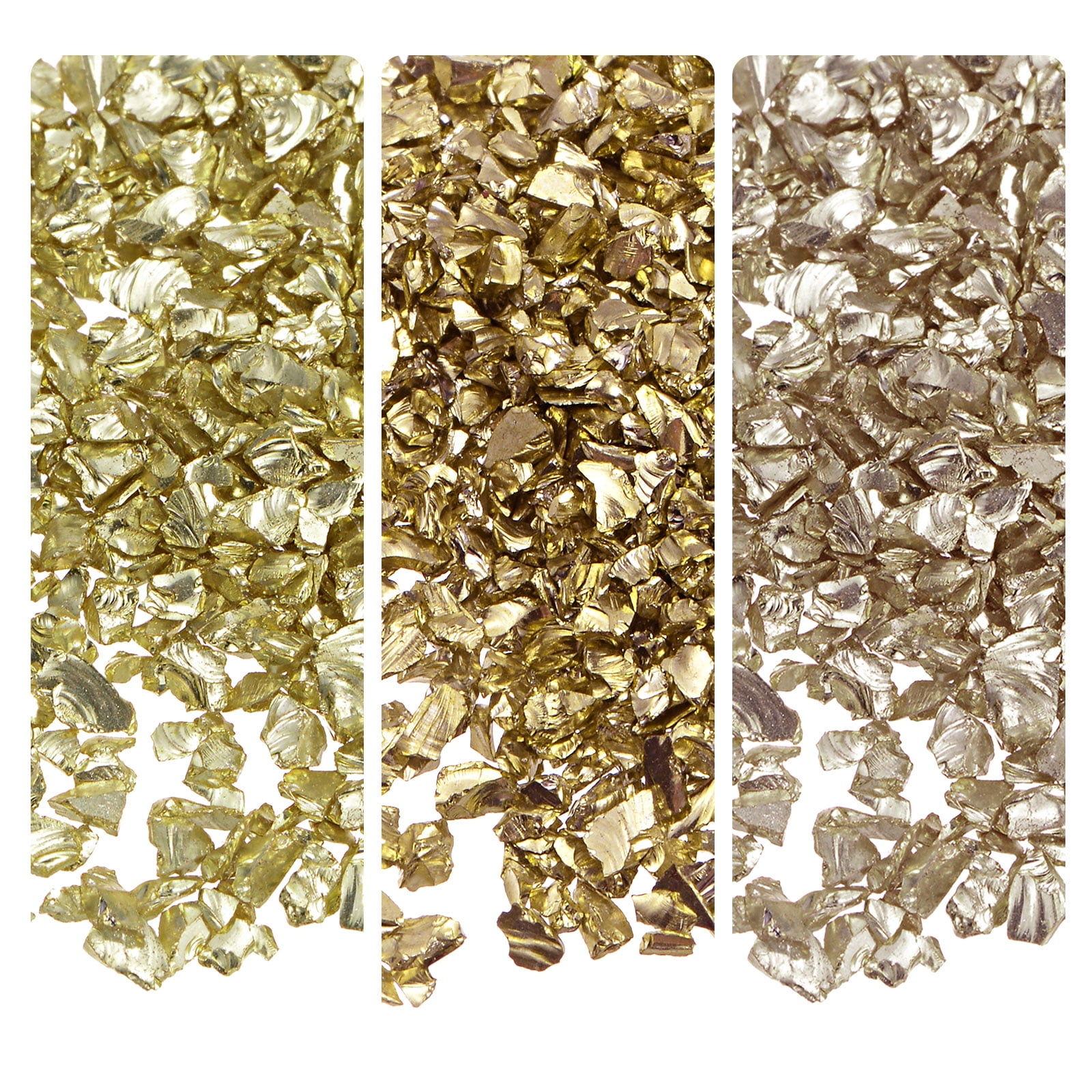 Uxcell 3 Colors Crushed Glass Chips, 1-4mm Irregular Sequins Metallic ...