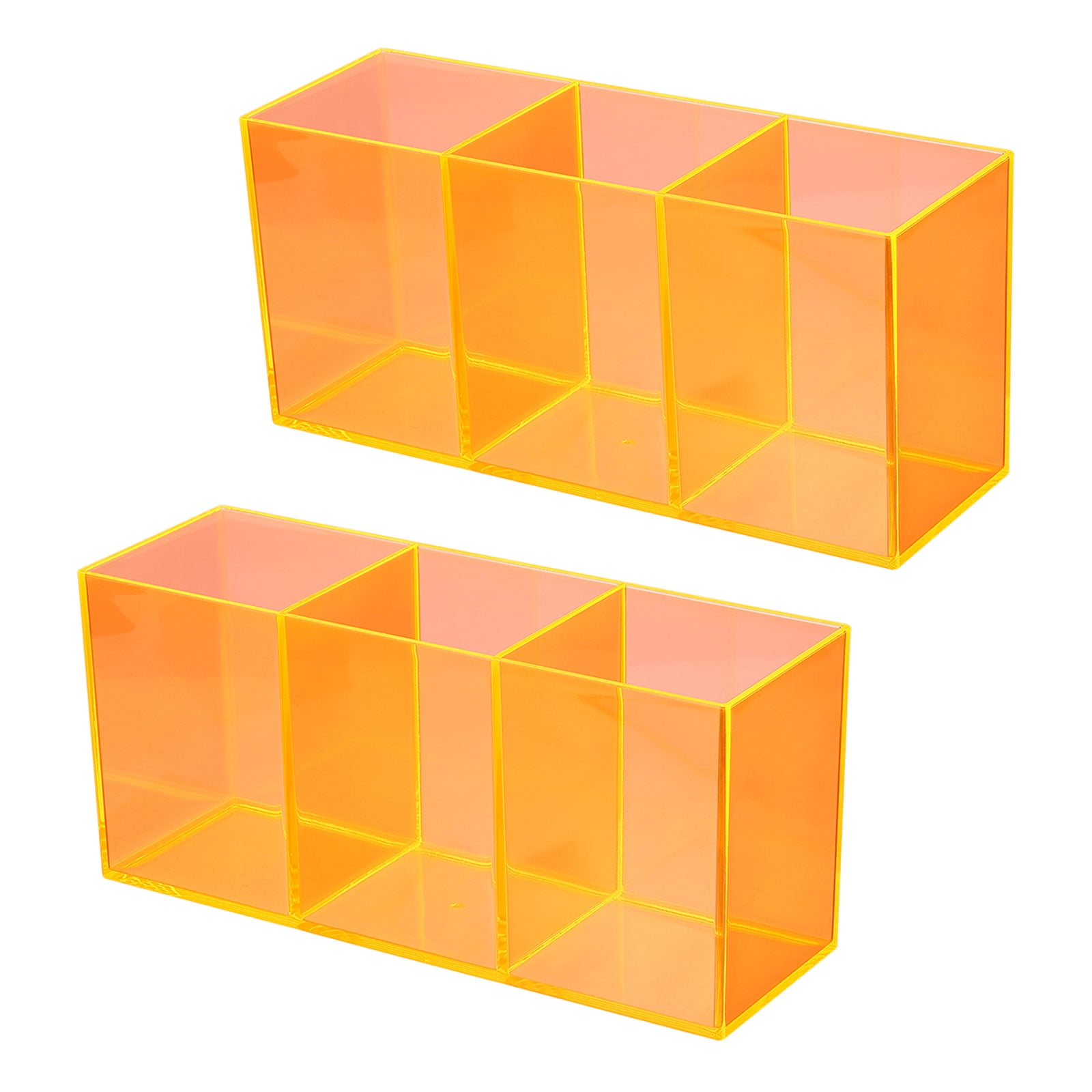 Uxcell 3 Compartments Clear Acrylic Pen Holder Pencil Holder Pen ...