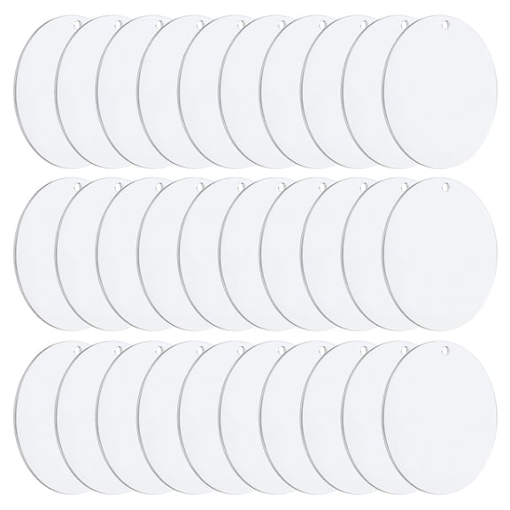 Uxcell 3" Dia. Acrylic Circles Round Clear Sheet Cake Disk Blank Sign for Crafting Painting DIY 2mm Tall 30 Pack