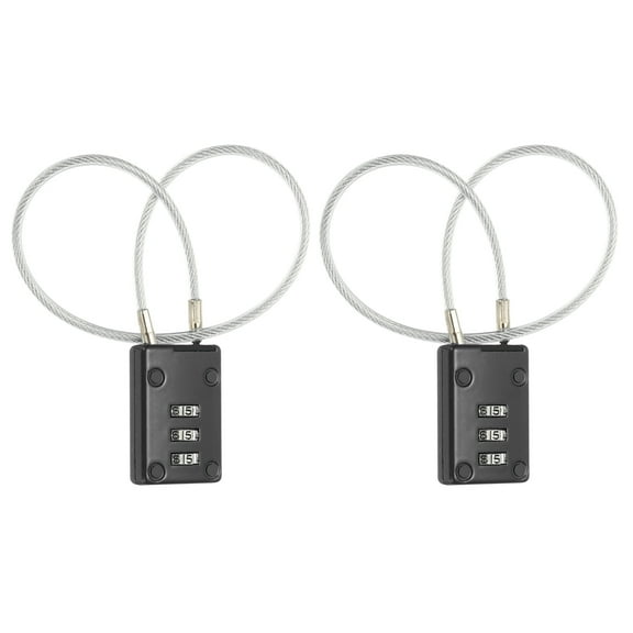 Uxcell Digit Cable Combination Steel Rope for Gym Bikes Cabinets Wardrobes 11.8" Black