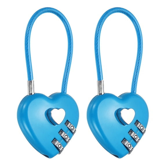 Uxcell Cable Combination Steel Rope Lock for Gym Bikes Cabinets and More Blue 4.3"