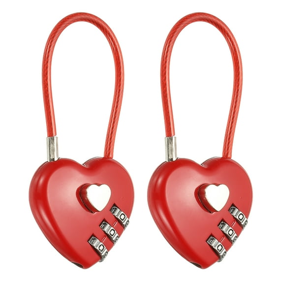 Uxcell Cable Combination Steel Rope Lock for Gym Bikes Cabinets and More Red 4.3"