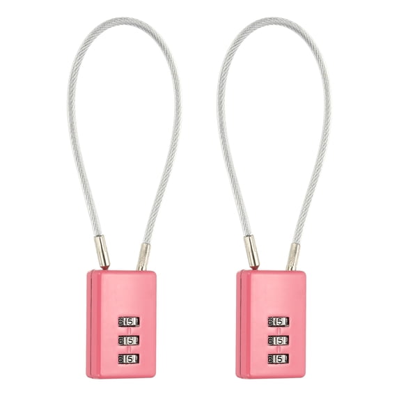 Uxcell Digit Cable Combination Steel Rope for Gym Bikes Cabinets Wardrobes 7.9" Pink