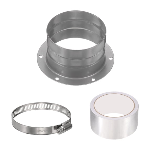 Uxcell 3" Duct Connector Flange, Metal Straight Pipe Flange with Clamp, Silver