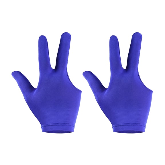 Uxcell 3 Fingers Left/Right Hand Pool Gloves Snooker Billiard Pool Cue Glove, Blue 2 Pack