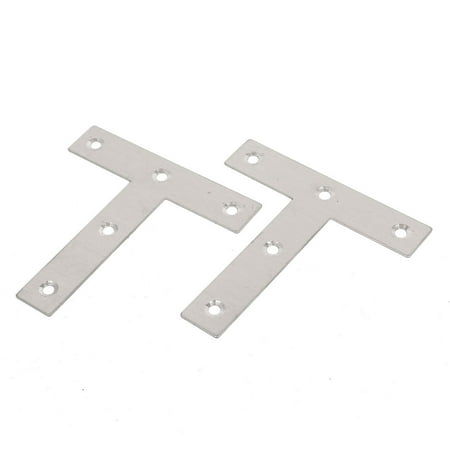 Uxcell 4 Pcs 3" x 0.6" x 3" Metal T Shaped Flat Plate Corner Brace Angle Brackets Silver Tone