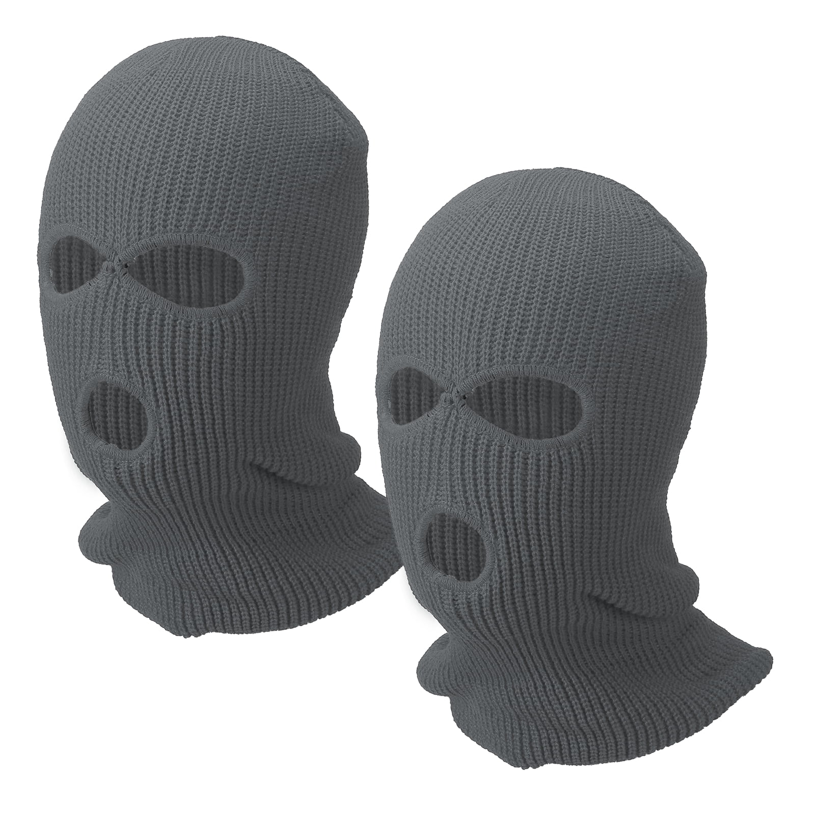 Uxcell 3-Hole Full Face Mask Cover, Ski Mask Knitted Warm Knit Cover Winter Balaclava Face Mask Cap Ski Polyester& 2 Pcs& Dark Gray -Fitting for ( Men/Women/Winter Outdoor Sports/Skiing)