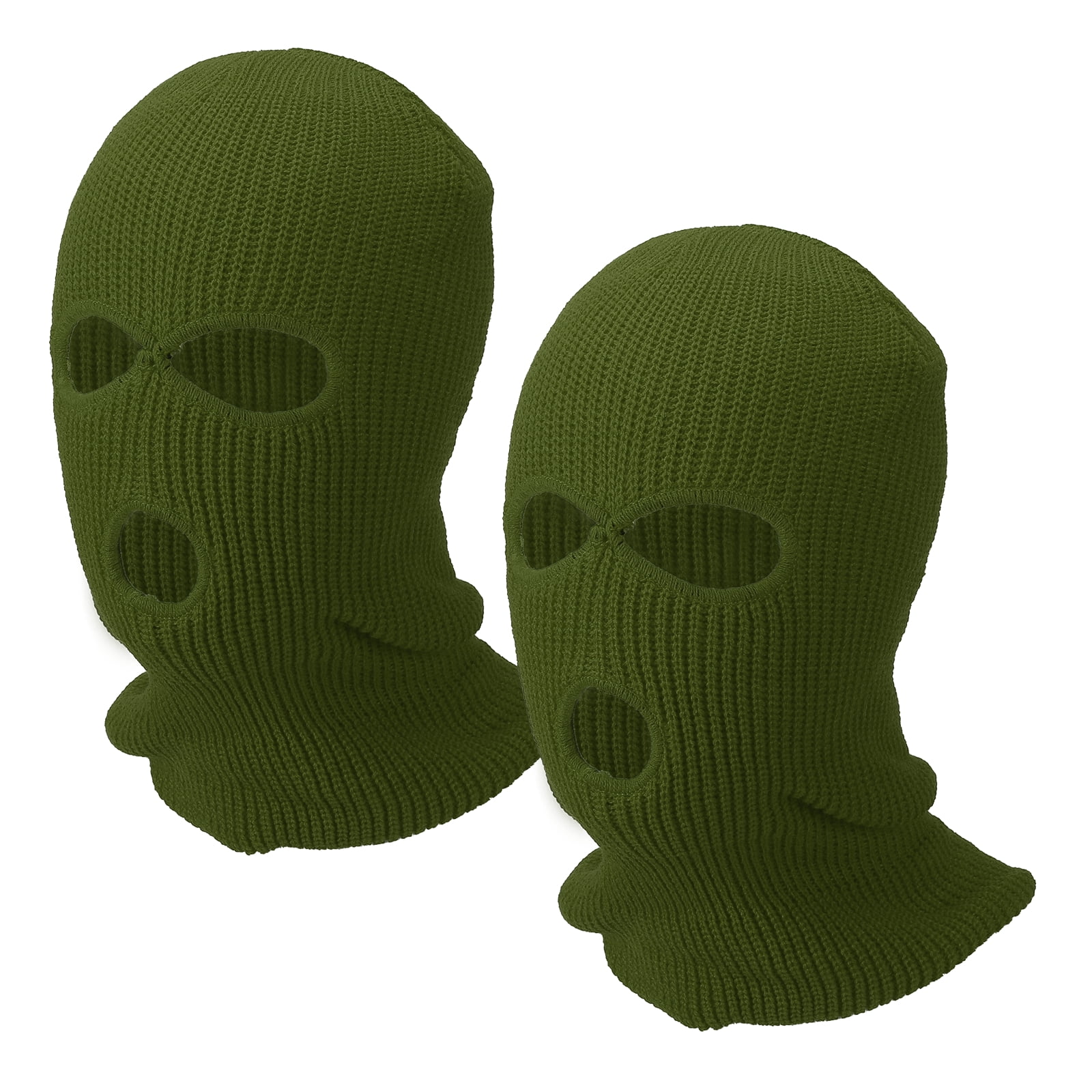 Uxcell 3-Hole Full Face Mask Cover, Ski Mask Knitted Warm Knit Cover Winter Balaclava Face Mask Cap Ski Polyester& 2 Pcs& Dark Green -Fitting for ( Men/Women/Winter Outdoor Sports/Skiing)