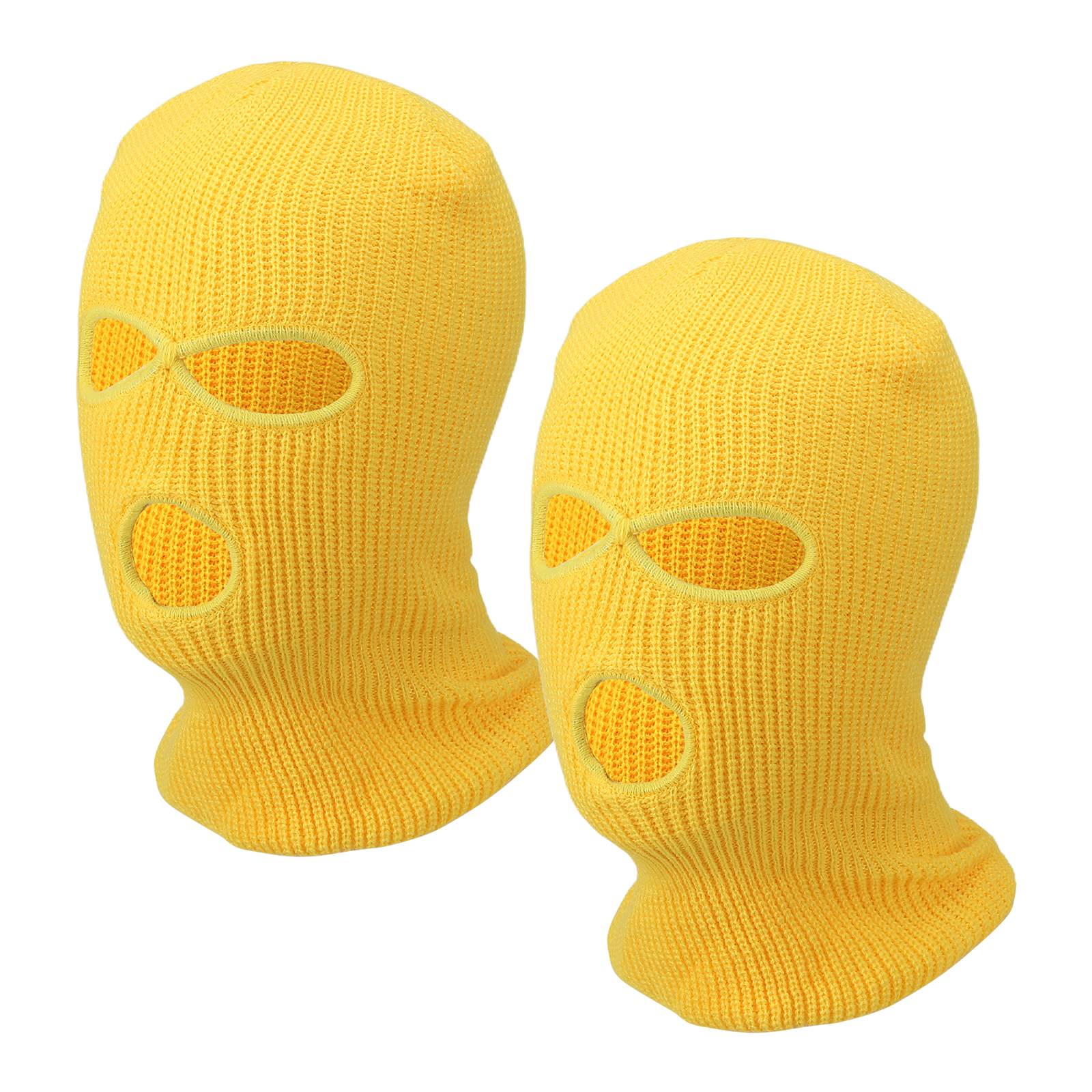 Uxcell 3-Hole Full Face Mask Cover, Ski Mask Knitted Warm Knit Cover Winter Balaclava Face Mask Cap Ski Polyester& 2 Pcs& Yellow -Fitting for ( Men/Women/Winter Outdoor Sports/Skiing)
