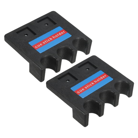 Uxcell 3 Holes Cue Holder, Plastic Portable Pool Stick Holder Cue Rest Against Table for Billiard, Black,2Pcs