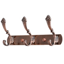 Uxcell 3 Hooks 9.6" Rack Wall Mounted Coat Hooks Plating Finish Zinc Alloy Copper 1pcs