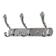 thumbnail image 1 of Uxcell 3 Hooks 9.6" Rack Wall Mounted Coat Hooks Plating Finish Zinc Alloy Silver Tone 1pcs, 1 of 7