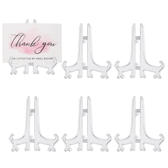 Uxcell 3 Inch Acrylic Plate Stand for Display, 6 Pack Acrylic Easel Display Stand Foldable Clear Easel Plate Holder for Picture Frames Photo Card CD Book Home Decoration, Clear