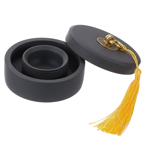 Uxcell 3 Inch Chinese Calligraphy Inkstone with Water Circle, Round Ink Stone Tray, Black