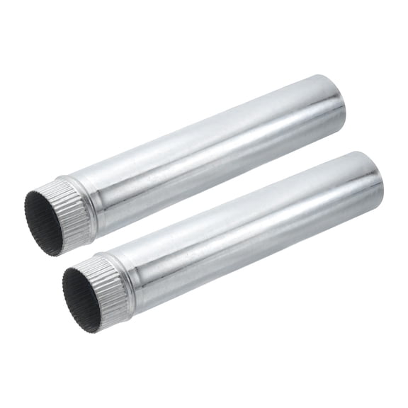 Uxcell 3 Inch Galvanized Duct, 2pcs 15.7 Inch Long Furnace Pipe, Crimped End Connection Ducting Pipe Supply for Dryer HVAC Systems