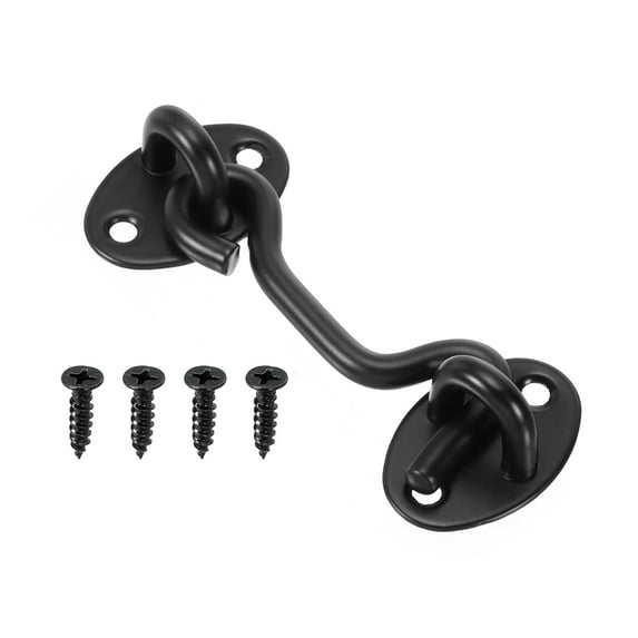 Uxcell 3 Inch Hook Eye Latch, Stainless Steel Privacy Hook and Eye Latch Gate Latch Lock, Black