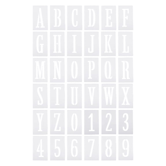 Uxcell 3 Inch Letter Number Stencils 2.4" Width Reusable Alphabet Numbers Templates Set with Ring, White 36 Pack