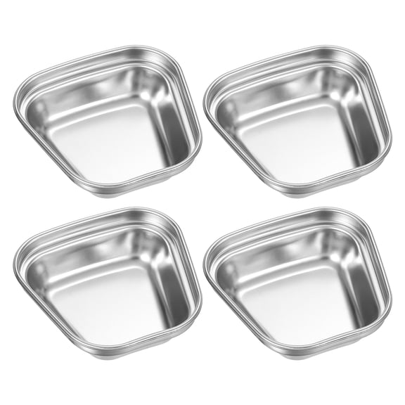 Uxcell Mini Stainless Steel Sauce Dish Seasoning Bowls Appetizer Plates Condiment Bowl for Salad Side Dishes Sushi Dipping Silver