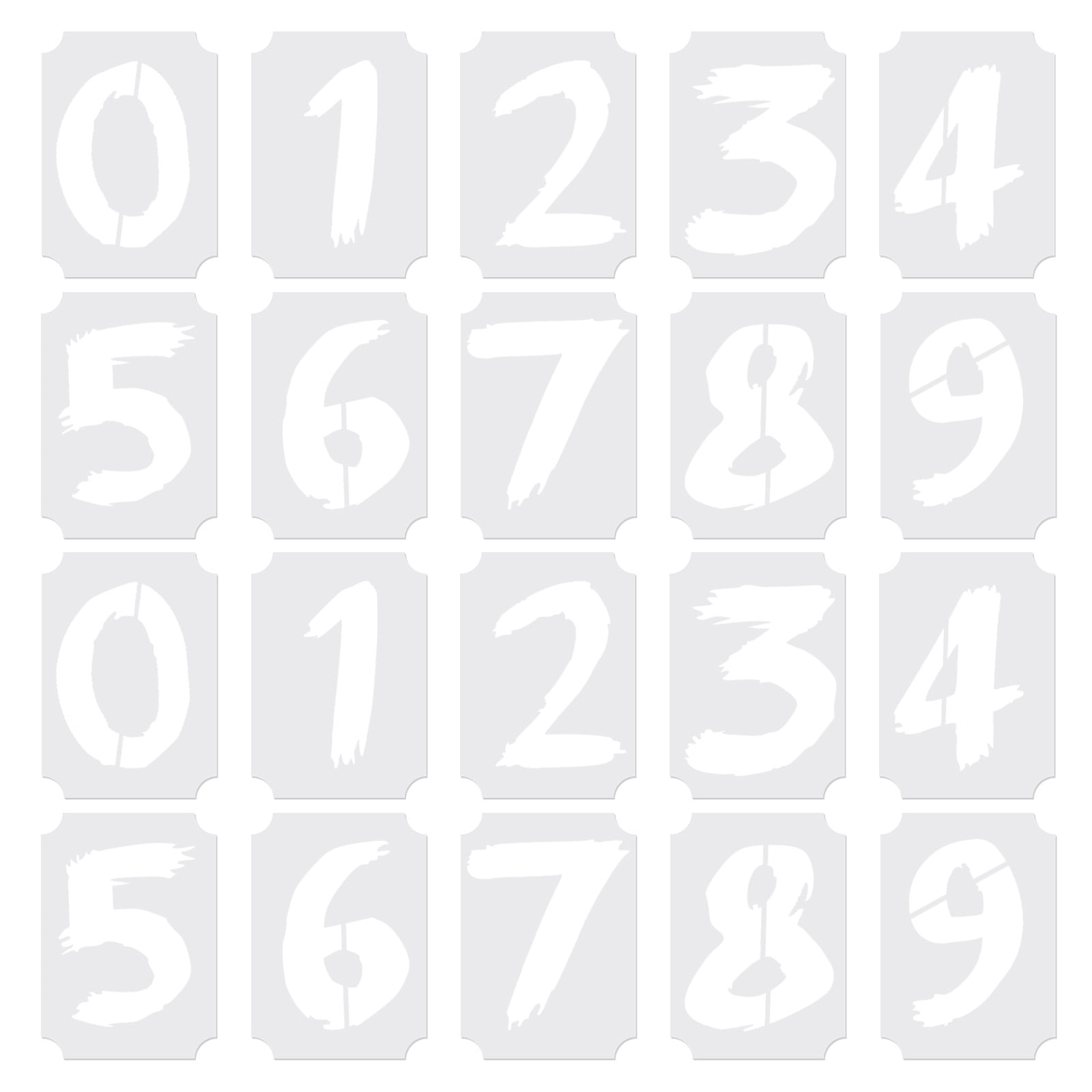 Uxcell 3 Inch Number Stencils, 20 Pack Reusable Plastic Numbers Templates Set 0-9 for Painting Style 4, White - Walmart Business Supplies curb-stencil-kit-for-address-painting-stencil-stop
