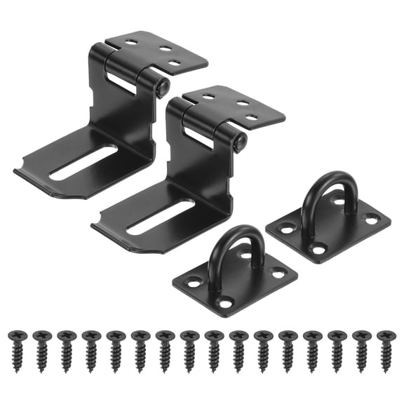 Uxcell 3 Inch Padlock Latch, 2 Pack Stainless Steel 90 Degree Security Padlock Hasp Lock Latch, Black