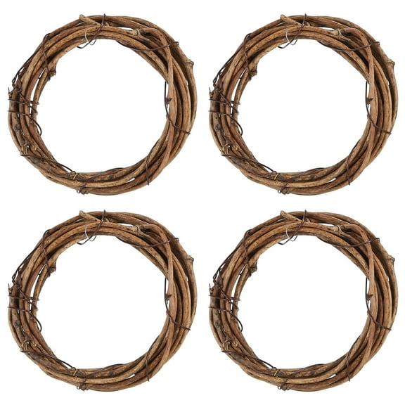 Uxcell 3 Inch Rattan Dream Catcher Rings, 4 Pcs Christmas Round Vine Wreath Macrame Floral Hoop, Brown