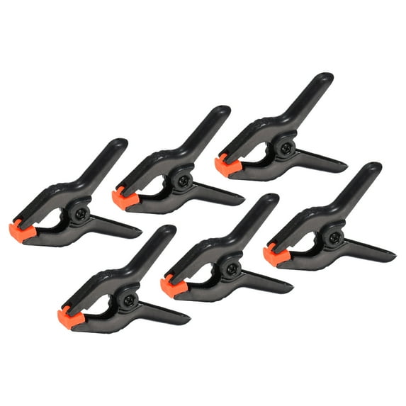 Uxcell 3 Inch Spring Clamps, 6 Pack Plastic Flexible Anti Slip Strong Clips, Black
