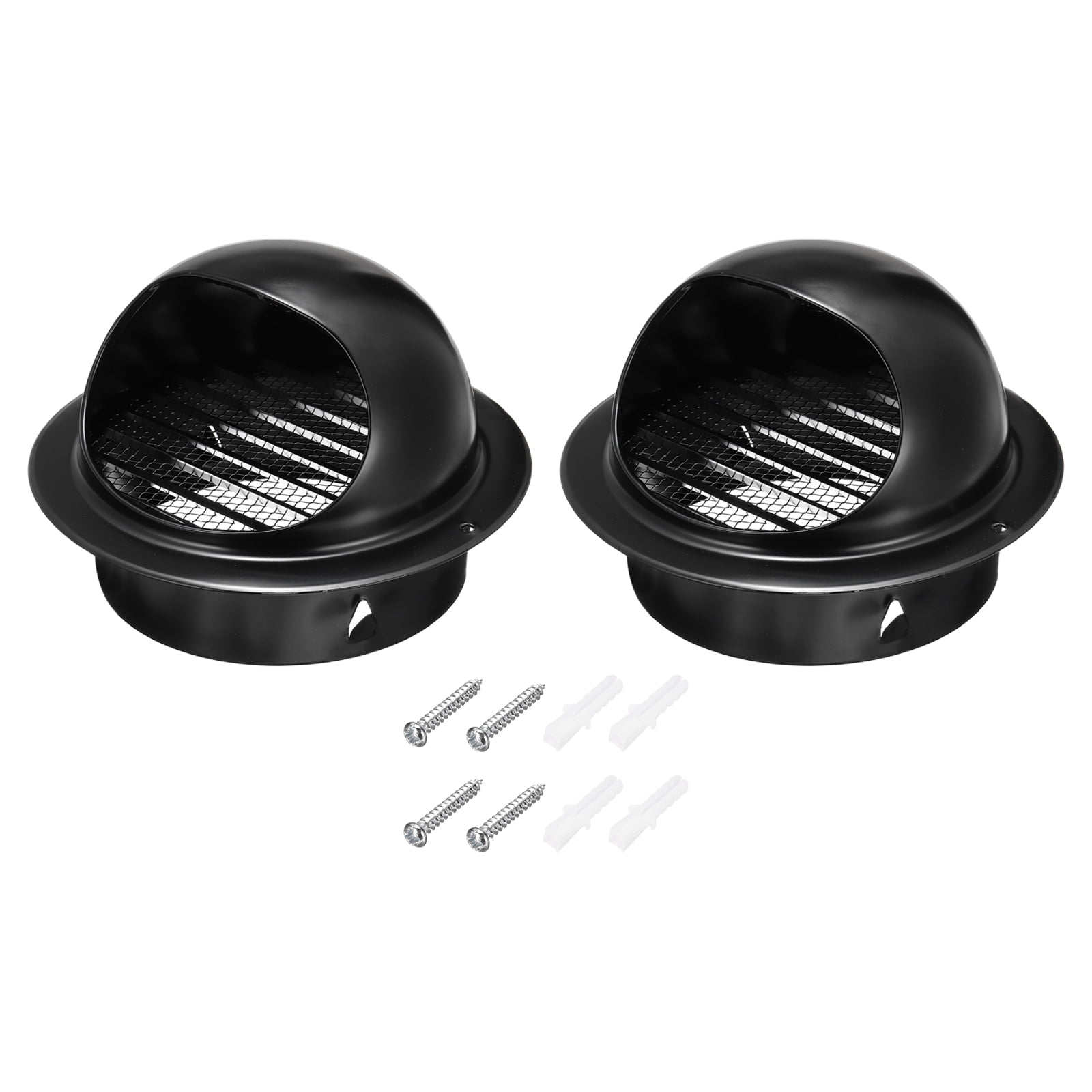 Uxcell Vent Round Cover, Exterior Wall Air Vent Louvered Soffit Vent Exhaust Outlet Hood for HVAC 3 Inch Black