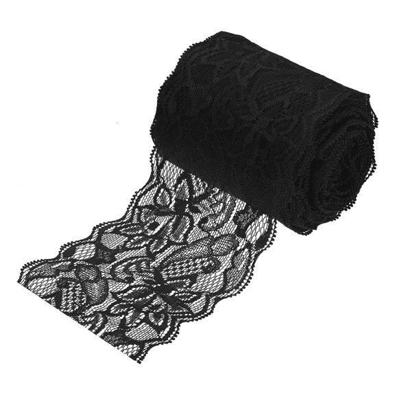 Uxcell Lace Ribbon Floral Pattern Lace Trim Ribbon for Sewing Making DIY Crafts Gift Wrapping Bouquets Black