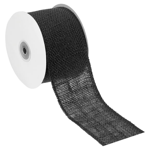 Uxcell 3 Inch Wide 10 Yards Burlap Ribbon, Natural Jute Fabric Crafts Roll Gift Wrapping Black