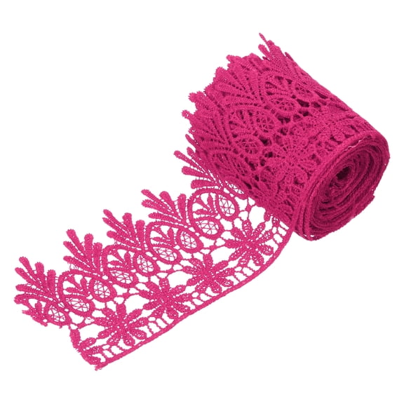 Uxcell 3 Inch Wide 3 Yard Lace Ribbon Floral Pattern Rose Red Embroidered Edge Lace Trim Ribbons for Sewing Making, DIY Crafts, Gift Wrapping, Wedding Decor