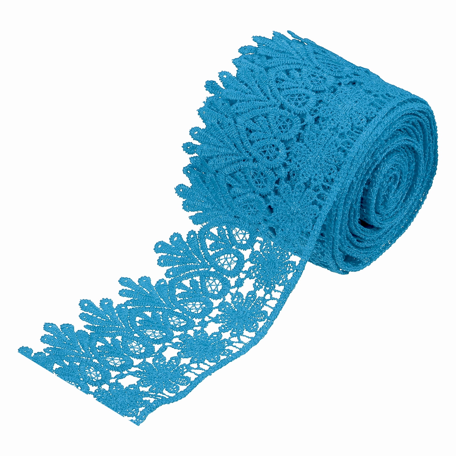 Uxcell 3.14 inch Wide 5 Yard Lace Ribbon Floral Pattern Blue Embroidered Lace Trim for Sewing Making, Gift Wrapping