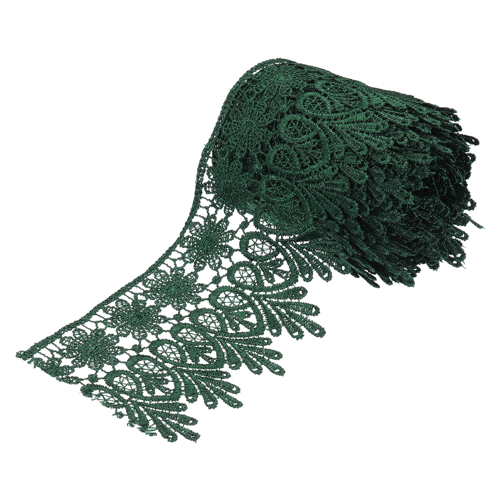 Uxcell 3.14 inch Wide 5 Yard Lace Ribbon Floral Pattern Dark Green Embroidered Lace Trim for Sewing Making, Gift Wrapping