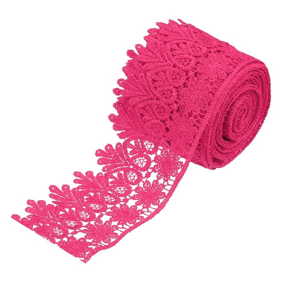 Uxcell 3.14 inch Wide 5 Yard Lace Ribbon Floral Pattern Rose Red Embroidered Lace Trim for Sewing Making, Gift Wrapping