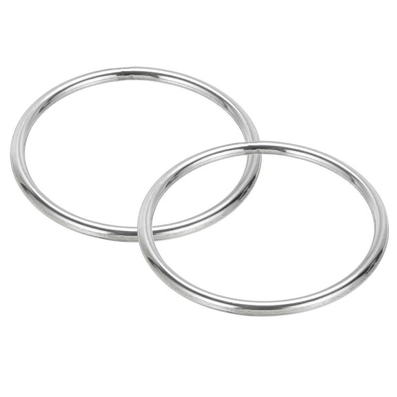 Uxcell 3" Metal O Rings 2 Pcs 304 Stainless Steel Smooth Round Rings for Bags Belts 5mmx80mm