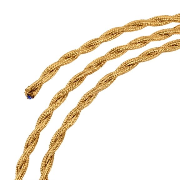 Uxcell 3 Meters/9.8 Ft 2 Core 18AWG Vintage Twisted Cloth Covered Electrical Wire Gold Tone