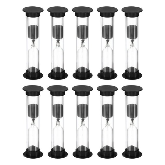 Uxcell 3 Minute Sand Timer, 10pack Small Sandy Clock, Count Down Sand Glass Black