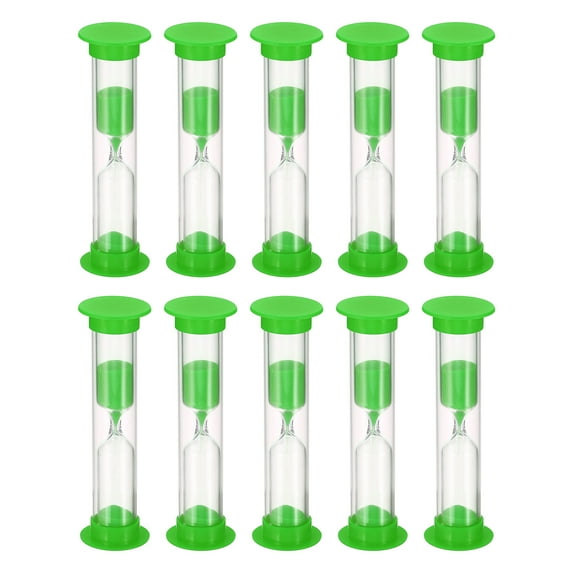Uxcell 3 Minute Sand Timer, 10pack Small Sandy Clock, Count Down Sand Glass Green