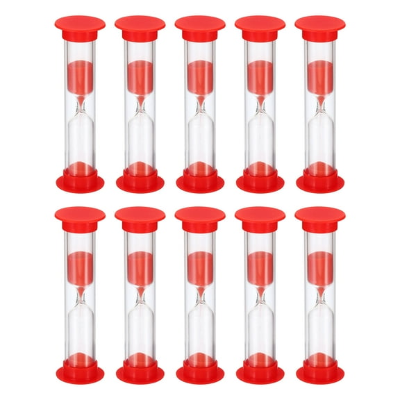 Uxcell 3 Minute Sand Timer, 10pack Small Sandy Clock, Count Down Sand Glass Red