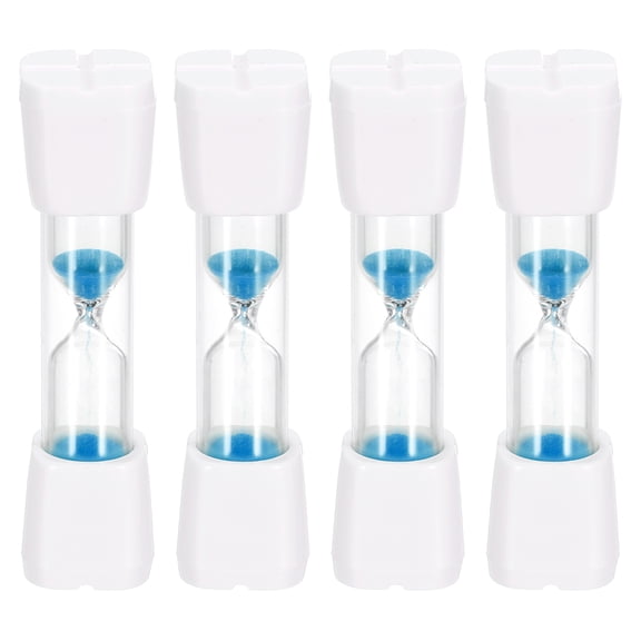 Uxcell 3 Minute Sand Timer, 4Pcs Hour Glass Timer Mini Sandglass Visual Clock for Toothbrush Games Cooking Kitchen Home Office Decor, White Cap with Blue Sand