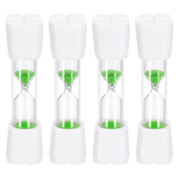 Uxcell 3 Minute Sand Timer, 4Pcs Hour Glass Timer Mini Sandglass Visual Clock for Toothbrush Games Cooking Kitchen Home Office Decor, White Cap with Green Sand