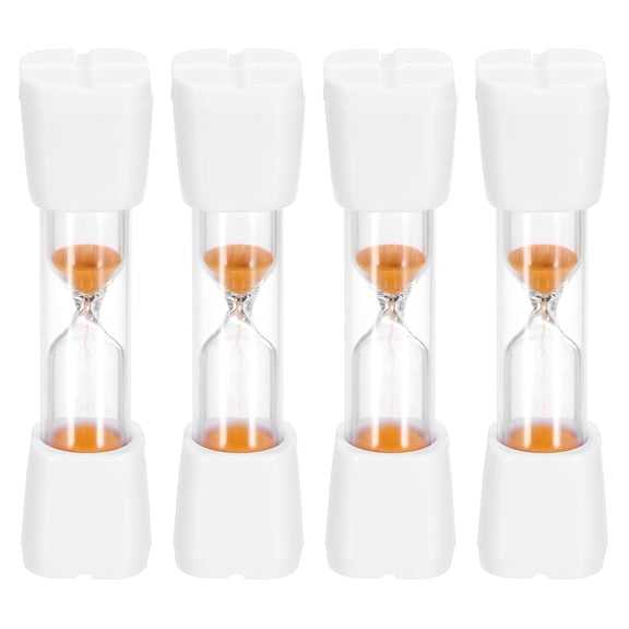 Uxcell 3 Minute Sand Timer, 4Pcs Hour Glass Timer Mini Sandglass Visual Clock for Toothbrush Games Cooking Kitchen Home Office Decor, White Cap with Orange Sand