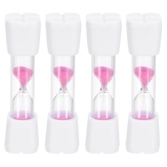 Uxcell 3 Minute Sand Timer, 4Pcs Hour Glass Timer Mini Sandglass Visual Clock for Toothbrush Games Cooking Kitchen Home Office Decor, White Cap with Pink Sand