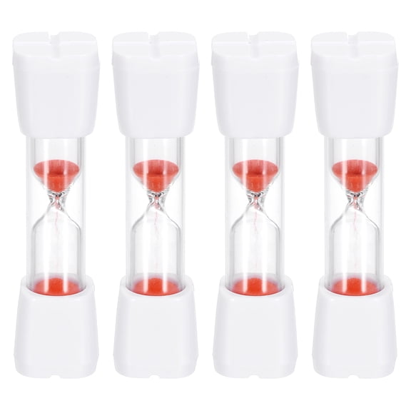 Uxcell 3 Minute Sand Timer, 4Pcs Hour Glass Timer Mini Sandglass Visual Clock for Toothbrush Games Cooking Kitchen Home Office Decor, White Cap with Red Sand