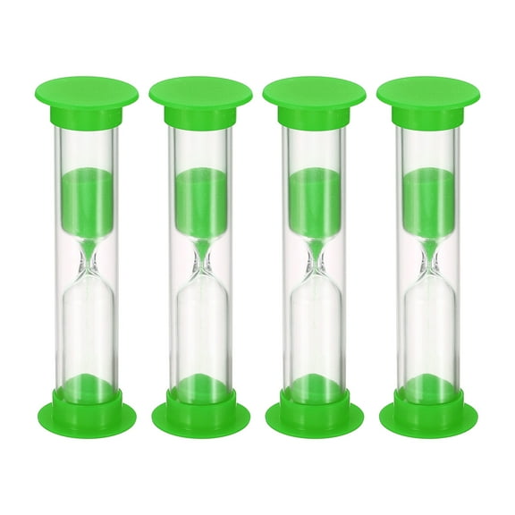 Uxcell 3 Minute Sand Timer, 4pack Small Sandy Clock, Count Down Sand Glass Green