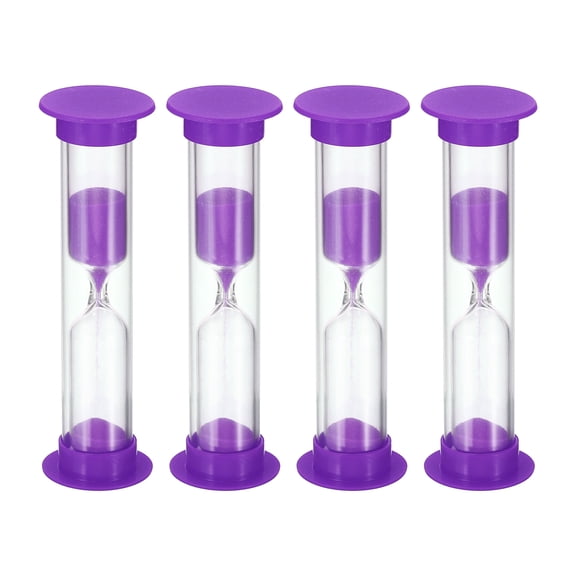 Uxcell 3 Minute Sand Timer, 4pack Small Sandy Clock, Count Down Sand Glass Purple