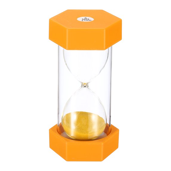 Uxcell 3 Minute Sand Timer, Hexagon Small Sandy Clock, Count Down Sand Glass Orange