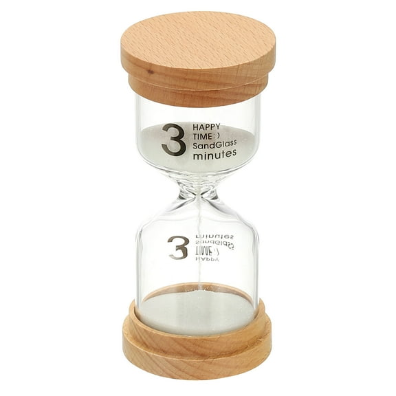 Uxcell 3 Minute Sand Timer, Wooden Sand Watch Glass Sand Clock for Games, Classroom, Kitchen, Office, Home, White